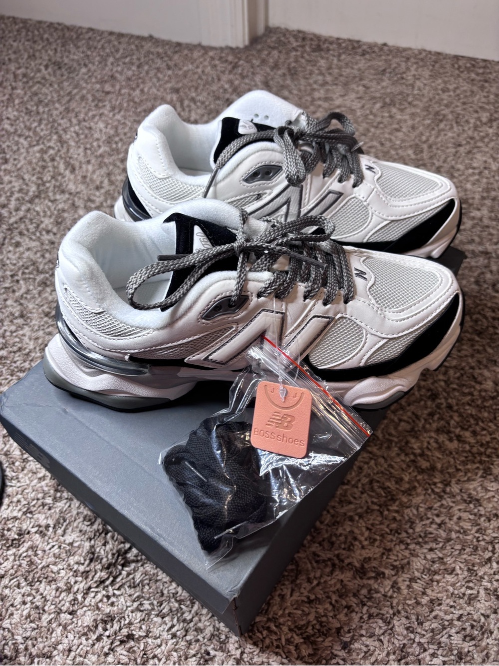 New Balance Kids White and Black Athletic Sneakers